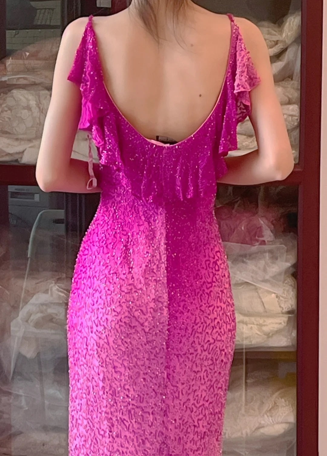 Glänzendes Ballkleid mit herzförmigem Pailletten-Meerjungfrauen-Abendkleid, Galakleid, Geburtstagspartykleid, D3415