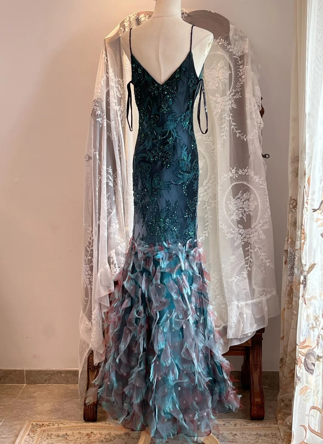 Glänzendes Ballkleid mit herzförmigem Pailletten-Meerjungfrauen-Abendkleid, Galakleid, Geburtstagspartykleid, D3415