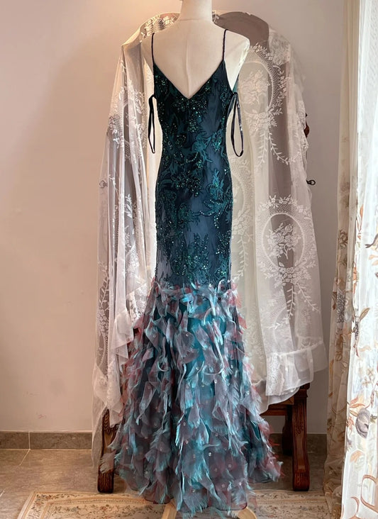 Glänzendes Ballkleid mit herzförmigem Pailletten-Meerjungfrauen-Abendkleid, Galakleid, Geburtstagspartykleid, D3415