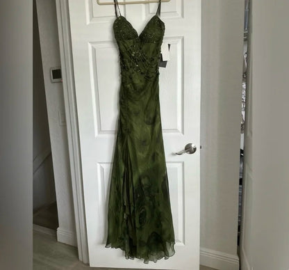 Gorgeous Prom Dress Spaghetti Straps Print Evening Dress Gala Dress Party Dress  D4242