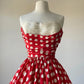Beauty Prom Dress Strapless Polka Dots Pleated Evening Dress Gala Dress Formal Dress  D4262