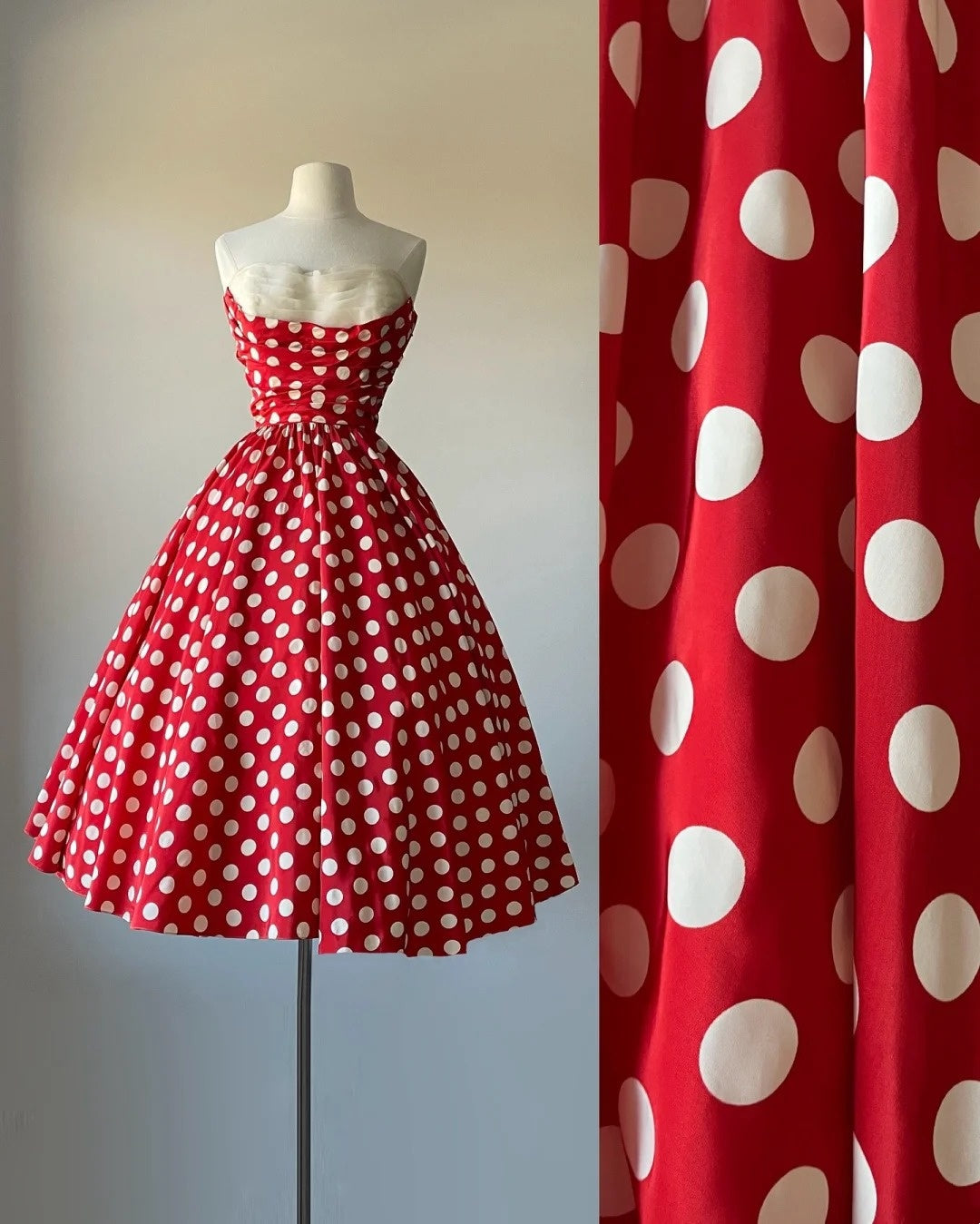 Beauty Prom Dress Strapless Polka Dots Pleated Evening Dress Gala Dress Formal Dress  D4262