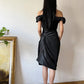 Minimalist Short Prom Dress Satin Black Off Shoulder Pleated Formal Dress Evening Dress Gala Dress  D4285