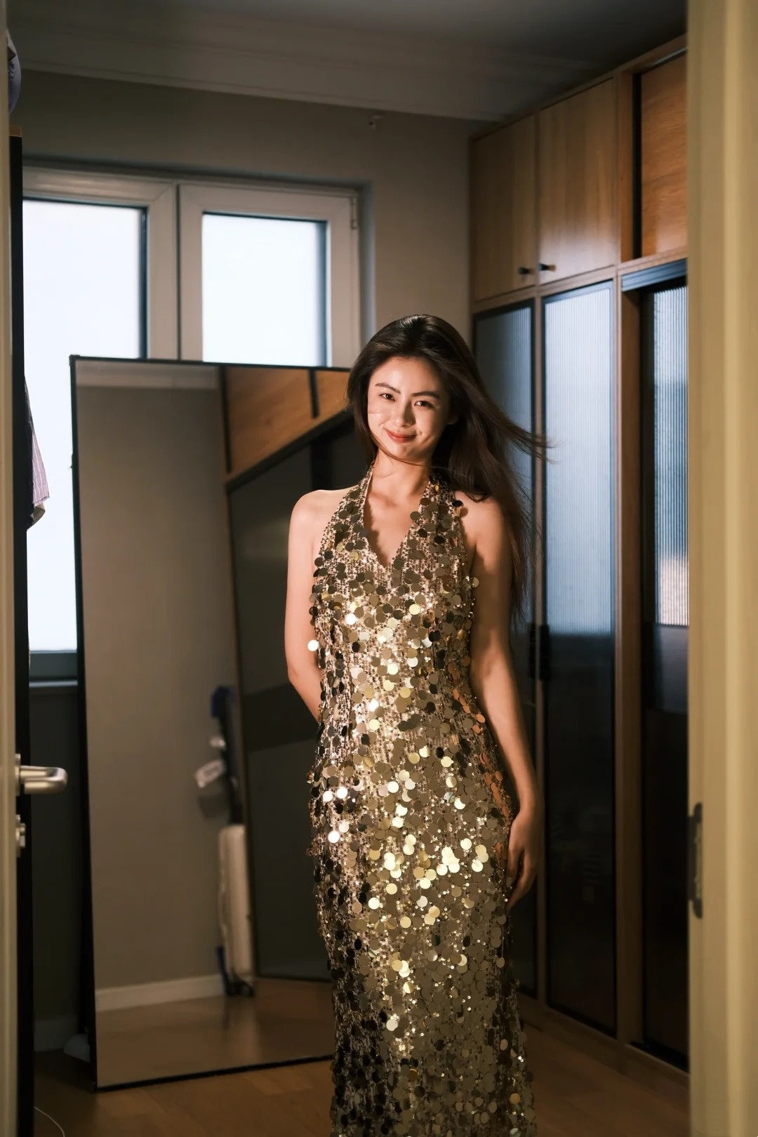 Glänzendes Ballkleid mit herzförmigem Pailletten-Meerjungfrauen-Abendkleid, Galakleid, Geburtstagspartykleid, D3415