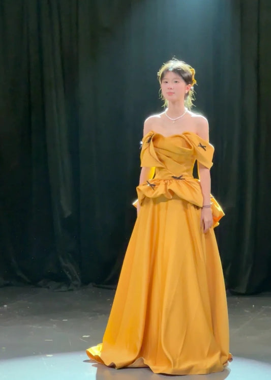 Charming Prom Dress Off Shoulder Pleated Ball Gown Formal Dress Evening Dress Gala Dress      D4289