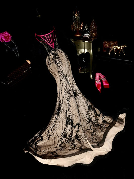 Glänzendes Ballkleid mit herzförmigem Pailletten-Meerjungfrauen-Abendkleid, Galakleid, Geburtstagspartykleid, D3415