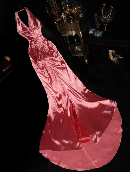 Fashion Prom Dress Halter Pleated Mermaid Evening Dress Gala Dress Formal Dress    D4298