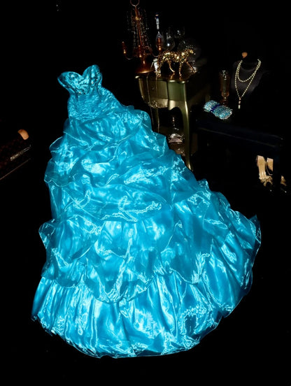 Beauty Prom Dress Sweetheart Pleated Ball Gown Evening Dress Quinceanera Dress      D4304