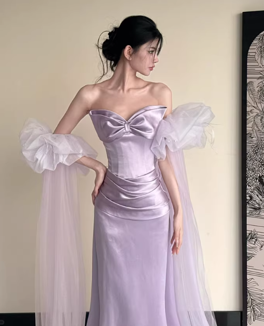 Pretty Prom Dress Light Purple Sweetheart Pleated Gala Dress Evening Dress Formal Dress   D4317