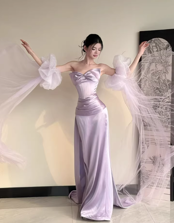 Pretty Prom Dress Light Purple Sweetheart Pleated Gala Dress Evening Dress Formal Dress   D4317