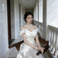 New Arrival Wedding Dress Off Shoulder Pleated Tulle Mermaid Wedding Dress   D4320
