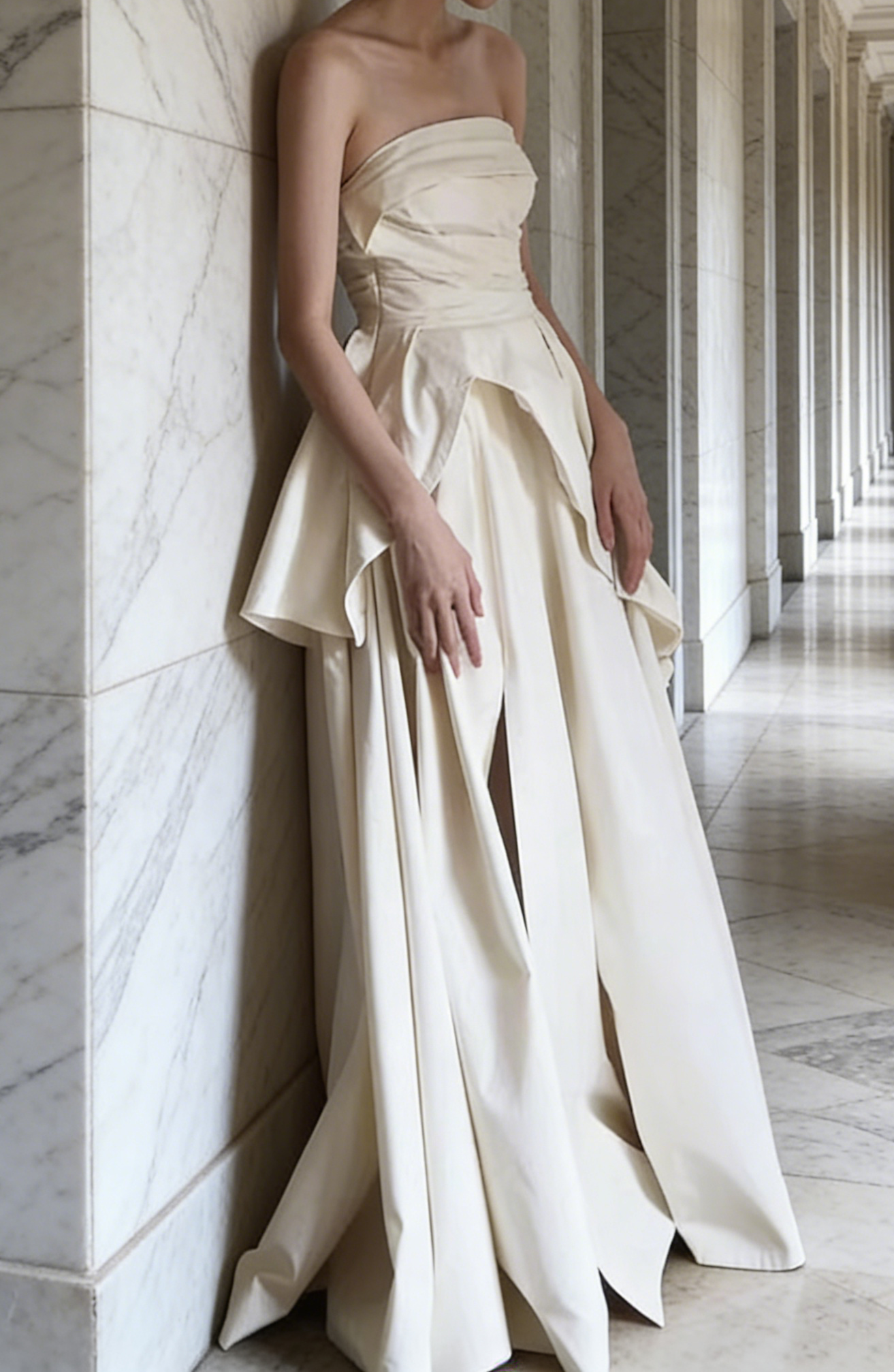 Minimalist Wedding Dress Strapless Pleated Wedding Dress   D4321