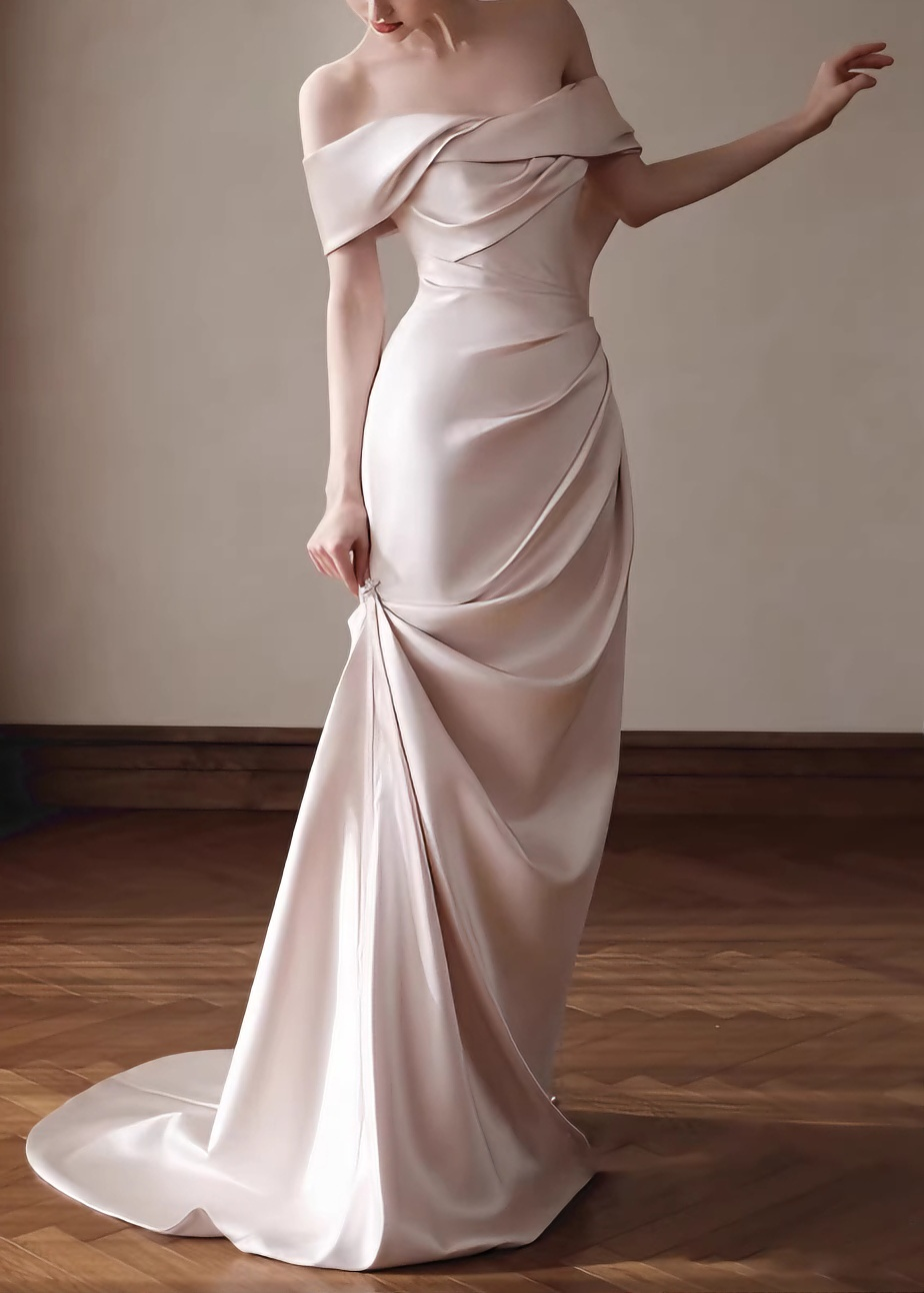 Newest Wedding Dress Off Shoulder Pleated Wedding Dress   D4322