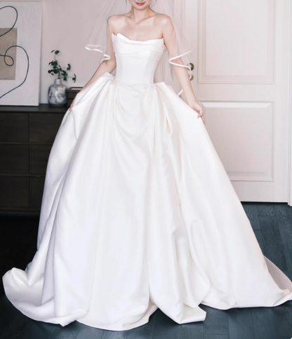 Beauty Brautkleid A-Linie Herzausschnitt Plissee Brautkleid D3302