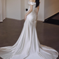Newest Wedding Dress Satin Off Shoulder Pleated Mermaid Wedding Dresses   D4326
