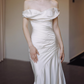 Newest Wedding Dress Satin Off Shoulder Pleated Mermaid Wedding Dresses   D4326