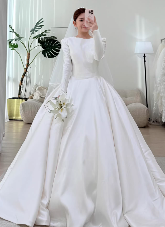 Beauty Brautkleid A-Linie Herzausschnitt Plissee Brautkleid D3302