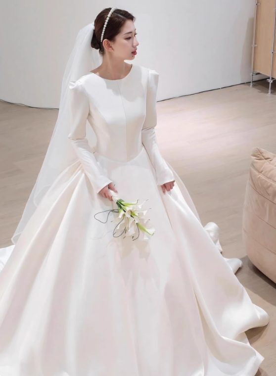 Beauty Brautkleid A-Linie Herzausschnitt Plissee Brautkleid D3302