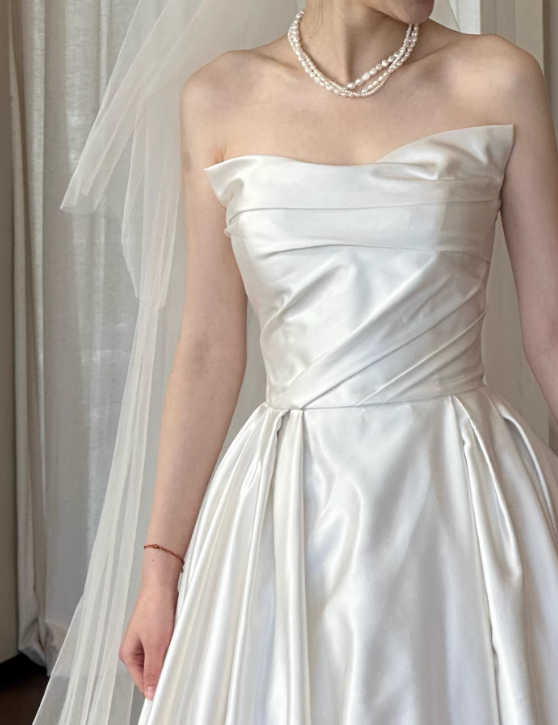 Beauty Brautkleid A-Linie Herzausschnitt Plissee Brautkleid D3302