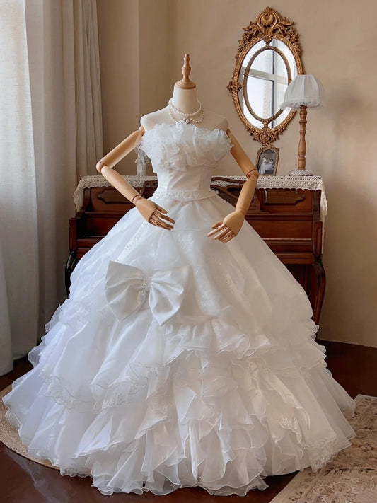 Stunning Wedding Dress Strapless Tiered Ruffle Wedding Dress  D4340