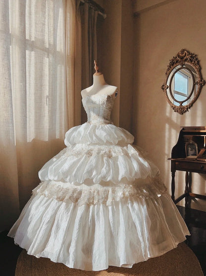 Charming Wedding Dress Strapless Pleated Wedding Dress  D4348