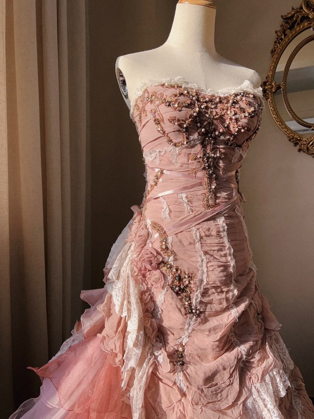 Glänzendes Ballkleid mit herzförmigem Pailletten-Meerjungfrauen-Abendkleid, Galakleid, Geburtstagspartykleid, D3415