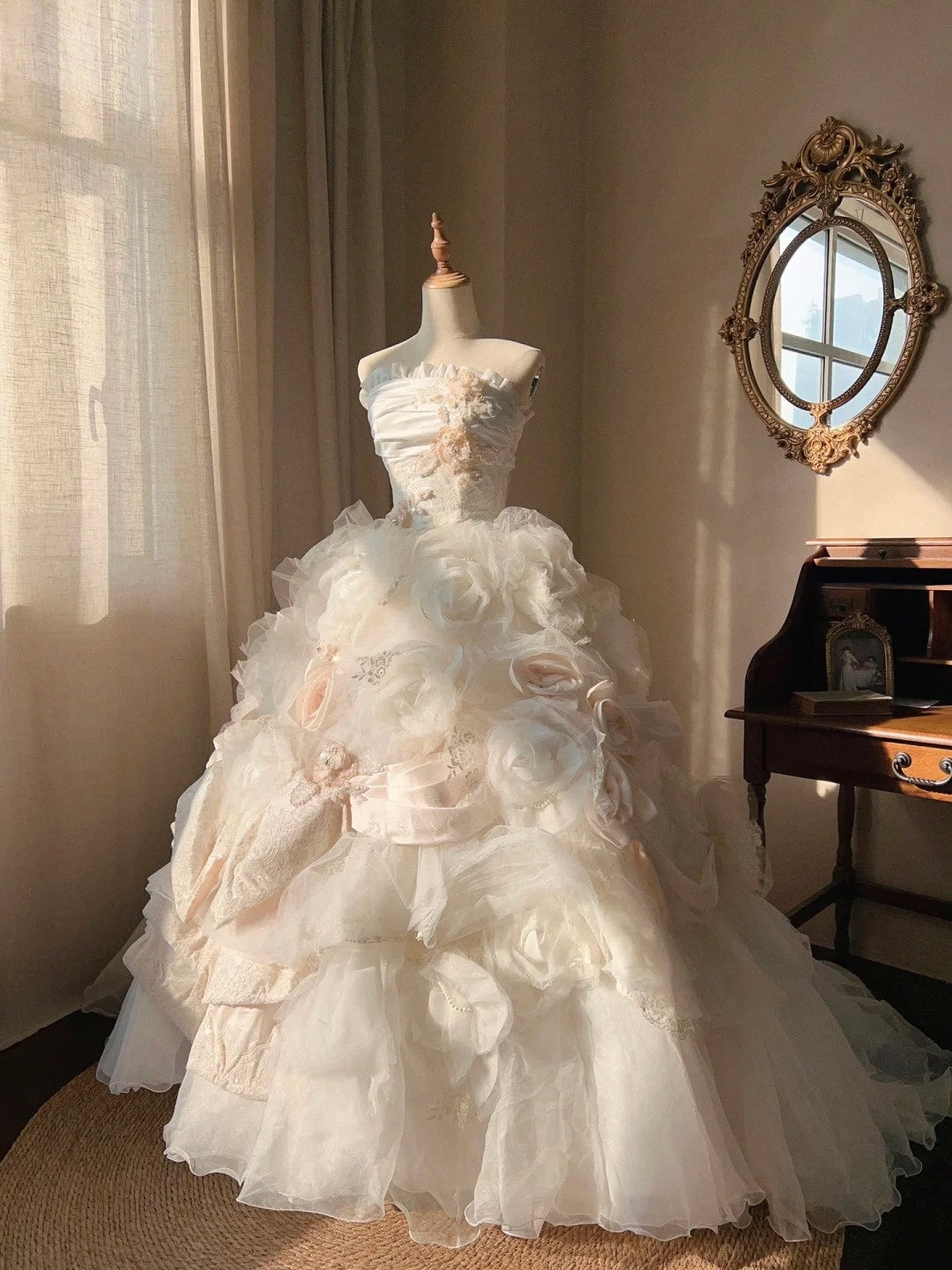 Robe de mariée beauté A-Line, décolleté en cœur, plissée, D3302