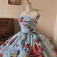 Elegant Prom Dress Strapless Print Tiered Evening Dress Quinceanera Dress Ball Gown      D4359