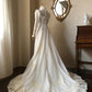 Retro Wedding Dress A Line High Collar Long Sleeves Lace Wedding Dress  D4363