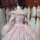 Stunning Prom Dress Light Pink Crew Neck Pleated Evening Dress Quinceanera Dress Ball Gown      D4371