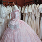 Stunning Prom Dress Light Pink Crew Neck Pleated Evening Dress Quinceanera Dress Ball Gown      D4371