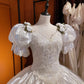 Vintage Wedding Dress V-neck Pleated Wedding Dress  D4377