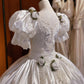 Vintage Wedding Dress V-neck Pleated Wedding Dress  D4377