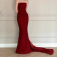Elegant Prom Dress Wine Red Strapless Gala Dress Evening Dress Formal Dress   D4378