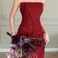 Elegant Prom Dress Wine Red Strapless Gala Dress Evening Dress Formal Dress   D4378