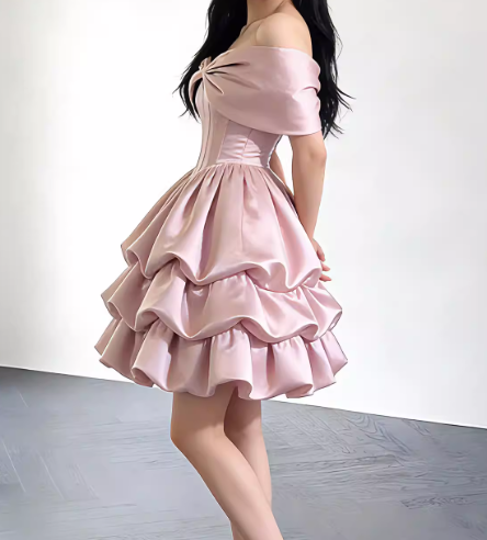 Robe de soirée courte plissée à bretelles spaghetti, tenue de soirée d'anniversaire, robe de cocktail D3339