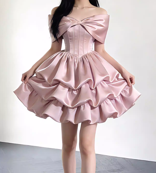 Robe de soirée courte plissée à bretelles spaghetti, tenue de soirée d'anniversaire, robe de cocktail D3339