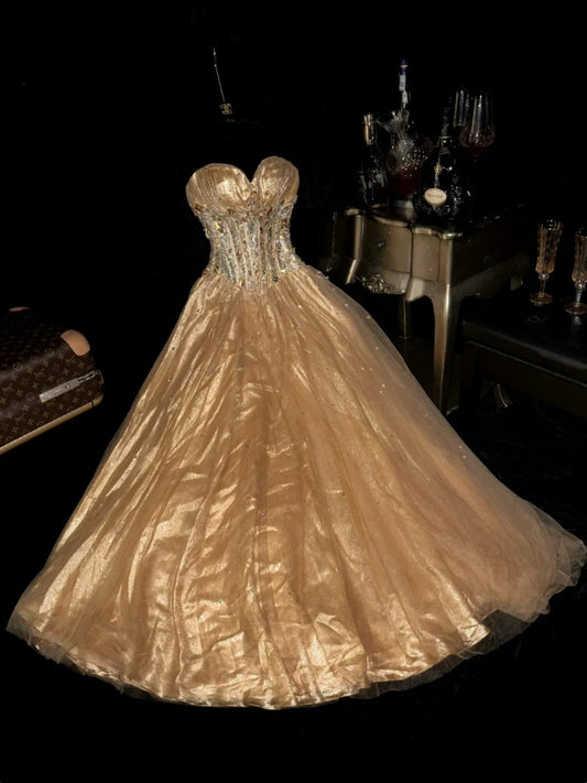 Glänzendes Ballkleid mit herzförmigem Pailletten-Meerjungfrauen-Abendkleid, Galakleid, Geburtstagspartykleid, D3415