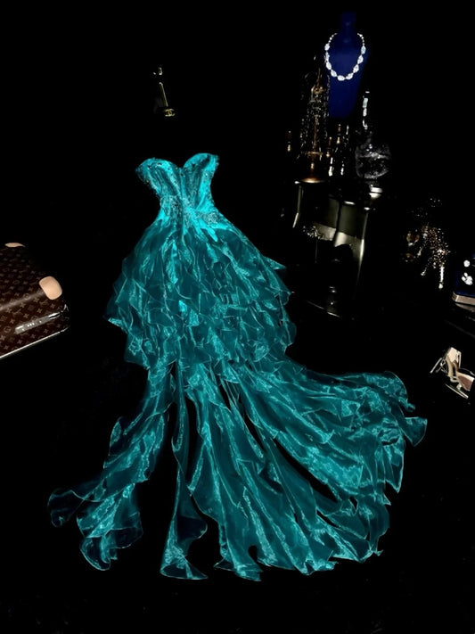 Glänzendes Ballkleid mit herzförmigem Pailletten-Meerjungfrauen-Abendkleid, Galakleid, Geburtstagspartykleid, D3415