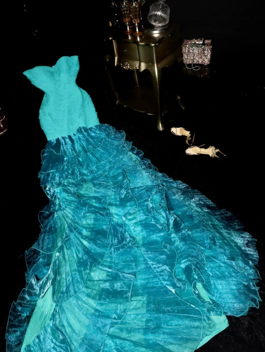 Glänzendes Ballkleid mit herzförmigem Pailletten-Meerjungfrauen-Abendkleid, Galakleid, Geburtstagspartykleid, D3415