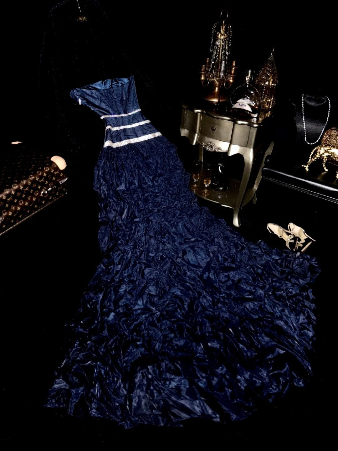 Robe de bal brillante à paillettes et col en cœur, robe de soirée sirène, robe de gala, robe de fête d'anniversaire, D3415