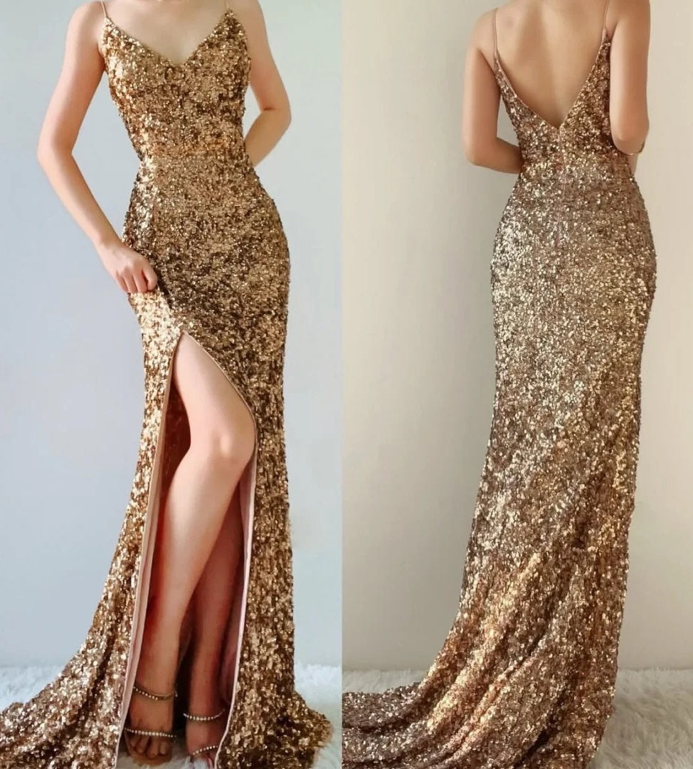 Glänzendes Ballkleid mit herzförmigem Pailletten-Meerjungfrauen-Abendkleid, Galakleid, Geburtstagspartykleid, D3415