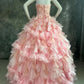 Sweet Prom Dress Strapless Pleated Tulle Evening Dress Quinceanera Dress Ball Gown      D4424