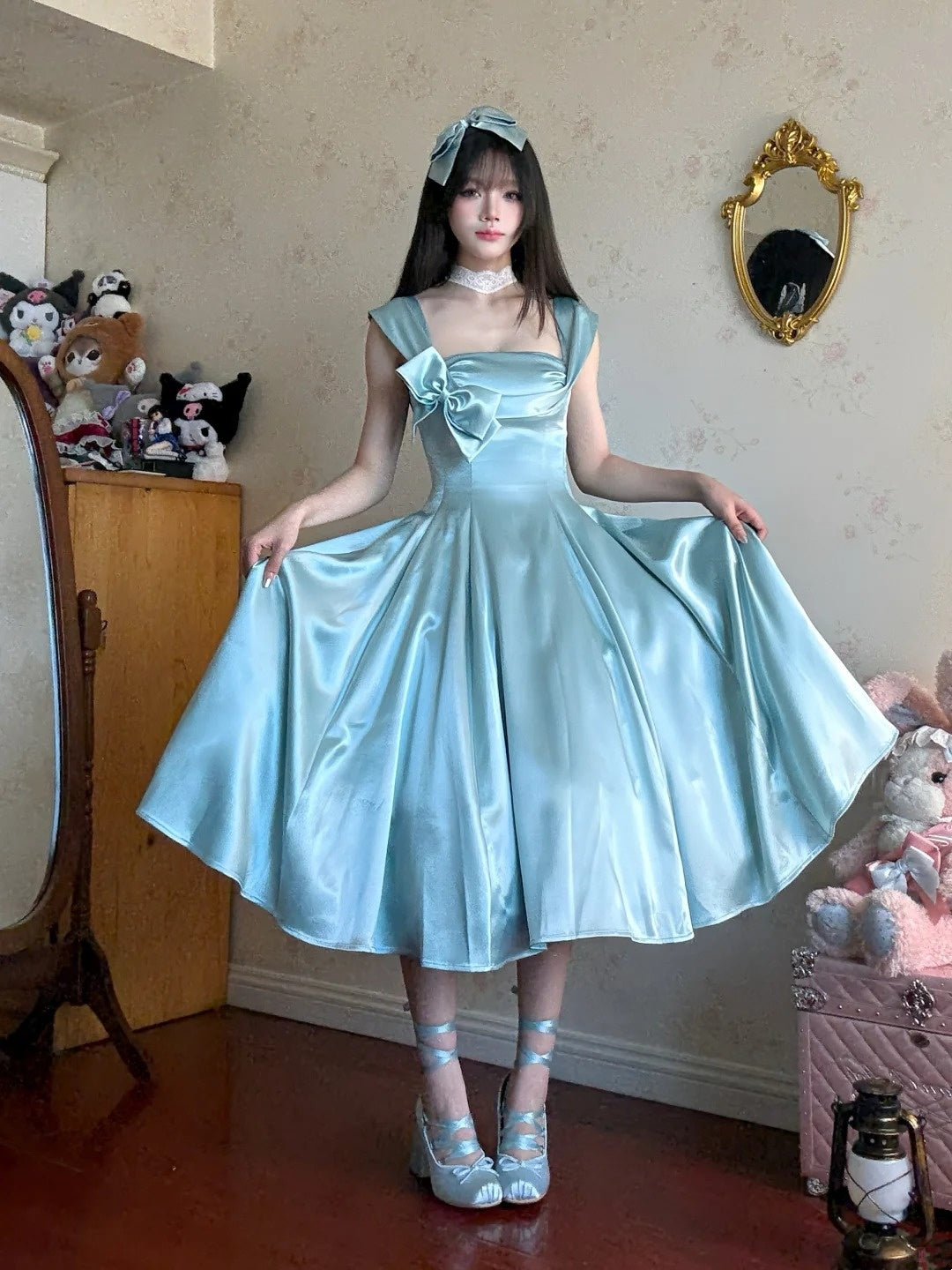 Elegant Prom Dress Square Neck Pleated Gala Dress Evening Dress Formal Dress   D4436