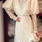 Retro Wedding Dress High Collar Long Sleeves Pleated Wedding Dress  D4445