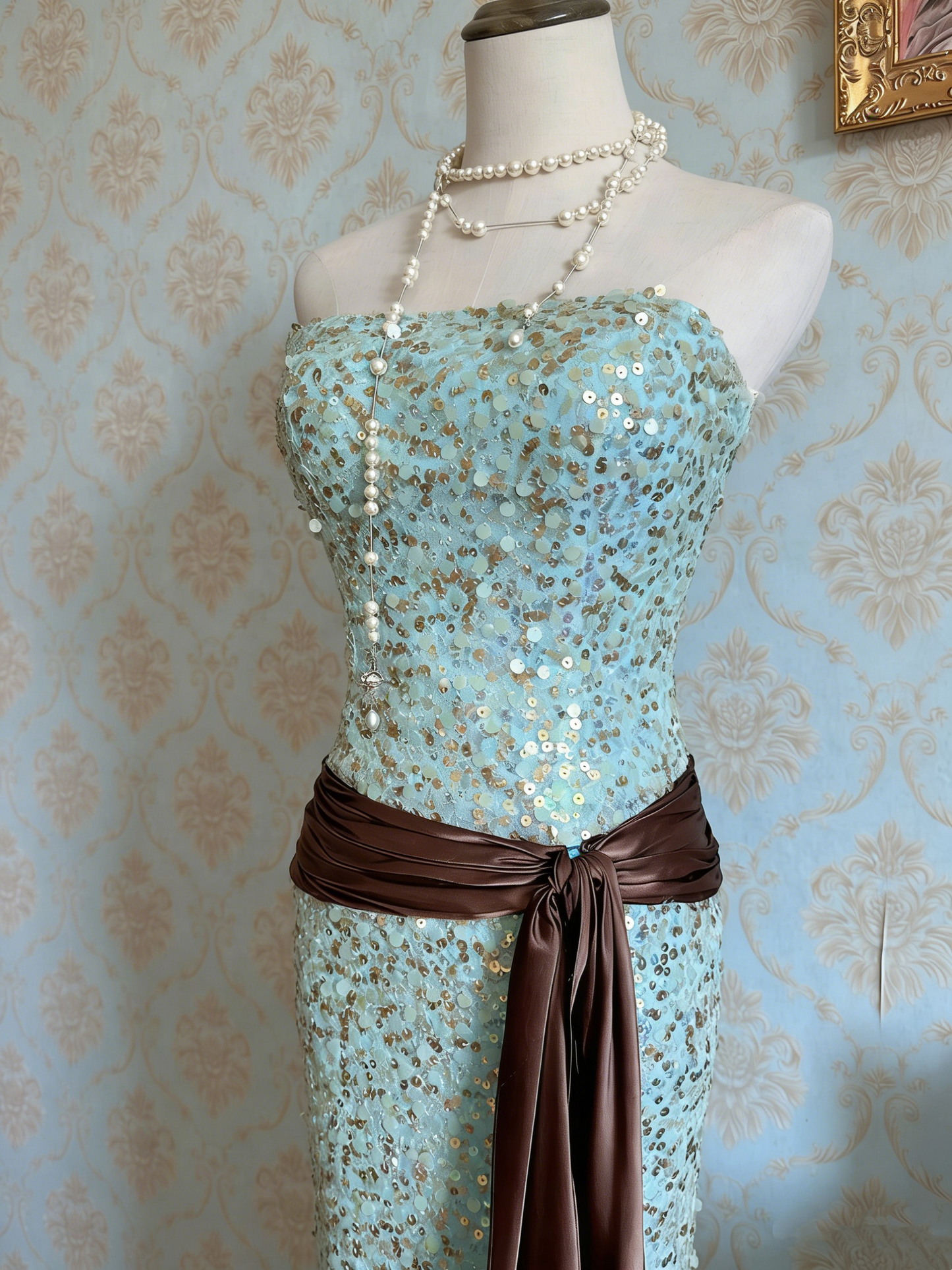 Shiny Prom Dress Strapless Sequins Gala Dress Evening Dress Cocktail Dress D4487