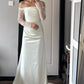 Elegant Wedding Dress Off Shoulder Pleated Long Sleeves Wedding Dress  D4495