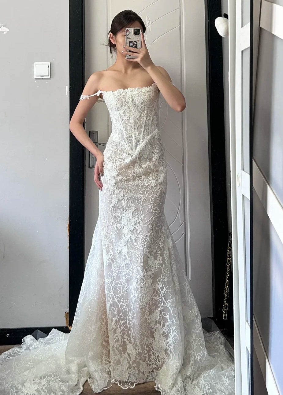 Charming Wedding Dress Spaghetti Straps Wedding Dress  D4498