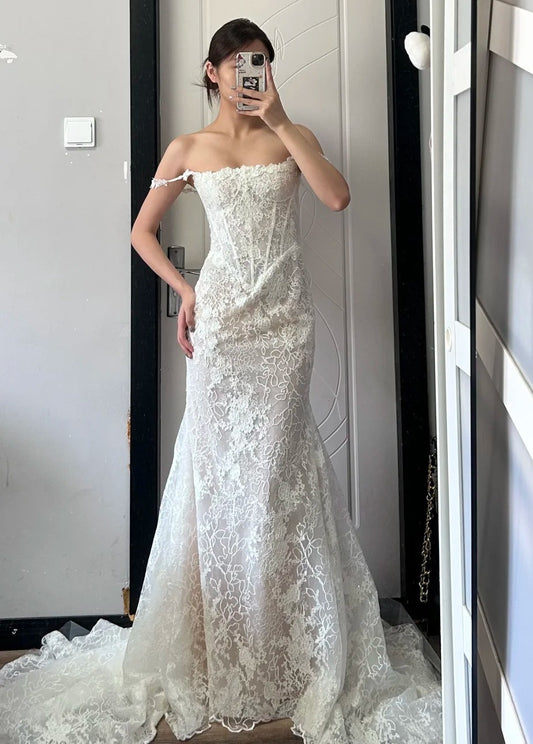 Charming Wedding Dress Spaghetti Straps Wedding Dress  D4498