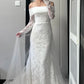 Stunning Wedding Dress Off Shoulder Long Sleeves Pleated Wedding Dress  D4499